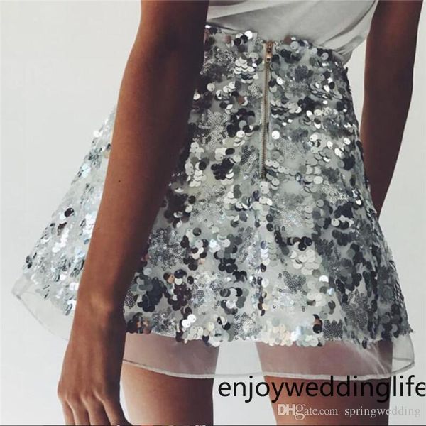 

sequin womens skirts glittery gold silver sequin skirt flared metallic fashion mini skirt for party s-xl fs5324, Black