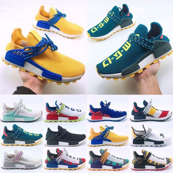 

human race hu trail running shoes men women pharrell williams yellow noble ink core black red sports trainers sneakers 36-47, White;red