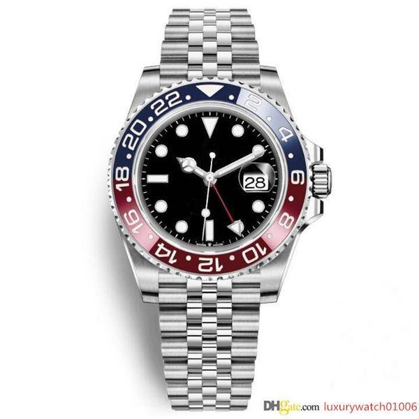 

mens watches wristwatch blue red ceramic bezel stainless steel pepsi watch automatic gmt movement limited watch new jubilee master montre