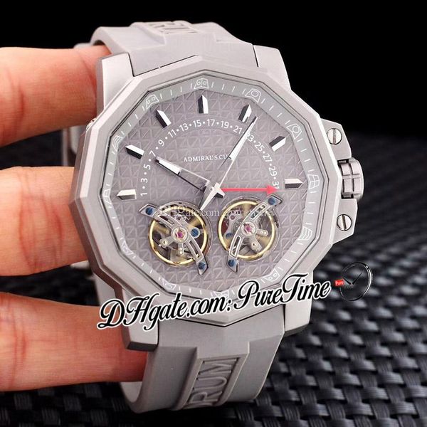

new admiral's cup seafender 753.231.91 tourbillon automatic mens watch titanium steel gray dial gray rubber strap watches e35a1 puretim, Slivery;brown