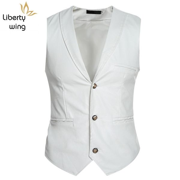 

новое поступление зимние жилеты для мужчин мода однобортный мужской кожаный slim fit мужской жилет без рукавов плюс размер m-xxl, Black;white