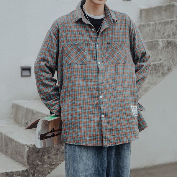 

2019 spring and autumn new hong style retro street korean version of the plaid long-sleeved shirt fashion casual loose, White;black