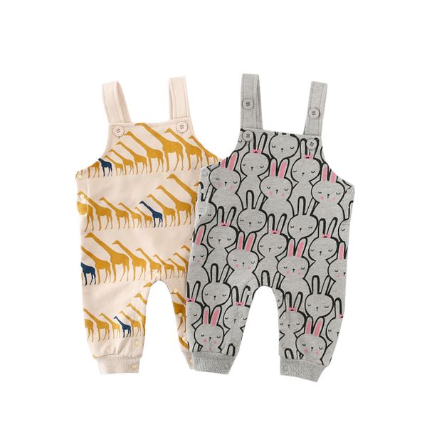 

2019 new toddler baby suspender pants cute animal print baby boy pant grey/orange girls cute overalls pants for kids, Blue