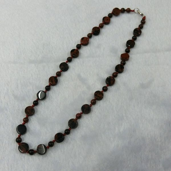 

3pcs natural stone quartz mahagony obsidian hand-woven bohemia choker torque energy treat round abacus bead necklace collar free, Silver