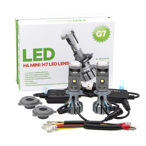 

pair h4 h7 bi-led mini projector lens 90w 20000lm bulbs headlight conversation kit high low beam white 5500k headlamp (lhd