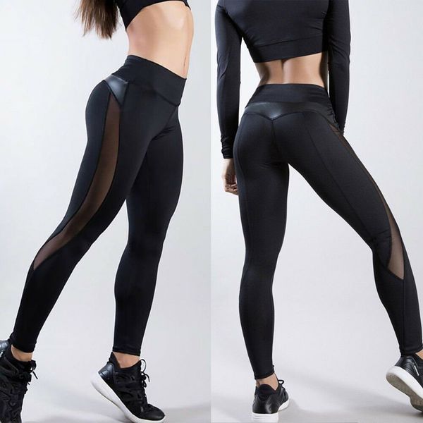 

women's gym yoga fitness leggings running sports pants workout jogging trousers, Black;blue