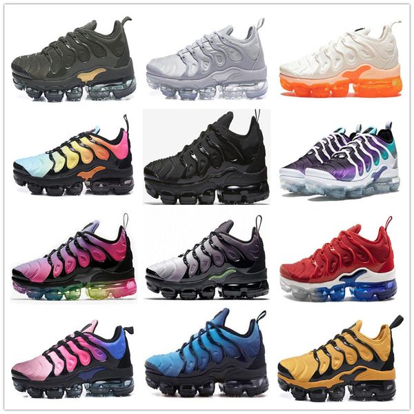 

2019 tn plus men designer shoes air grape triple black white sunset wolf grey olive metallic silver casual running sports sneakers