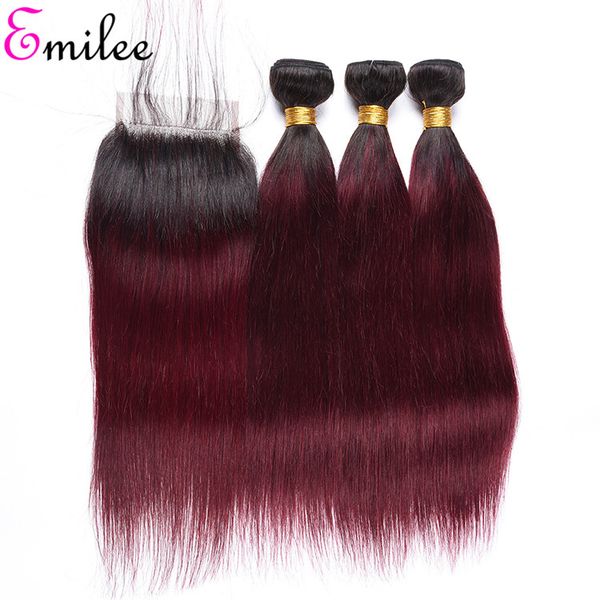 

emilee mongolian ombre straight hair weave 1b 99j ombre human hair bundles 1b 99j red remy hair extensions, Black