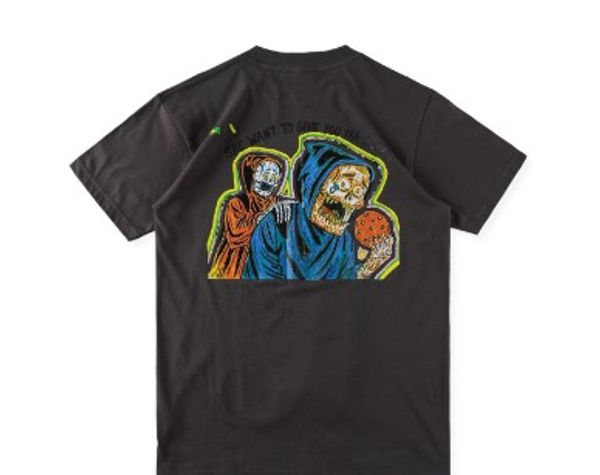 

fashion hip hop sang sanskrit graffiti men tide brand summer tee round neck short-sleeved t-shirt casual wild korean versionts01, White;black