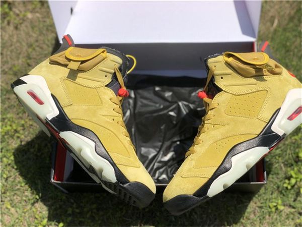 

2020 new release authentic travis scott x 6 yellow women shoes mens trainers men basketball with original 35-46