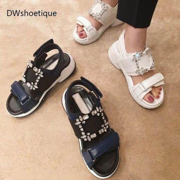 

summer crystal women sandals platform casual strap women sandals y200702, Black