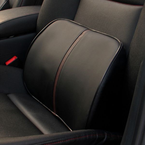 

dewtreetali car memory foam leather lumbar back support pillow cushion car auto seat supports chair pillow styling