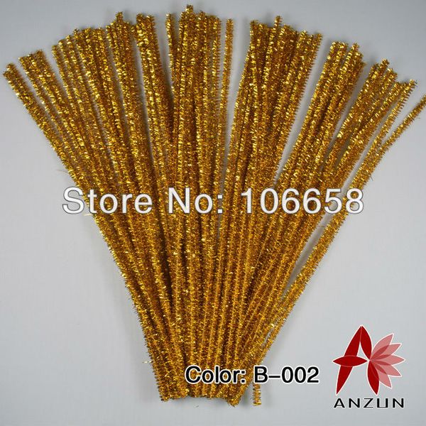

100pcs 6mm x 300mm gold chenille stems diy christmas decorations christmas tree decoration accessories