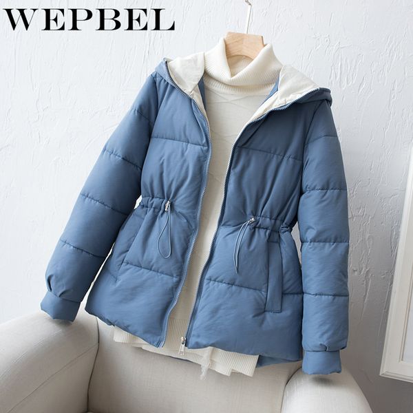

wepbel new jacket zipper parka warm winter jacket women short cotton-padded hooded solid winter casual coat women, Black