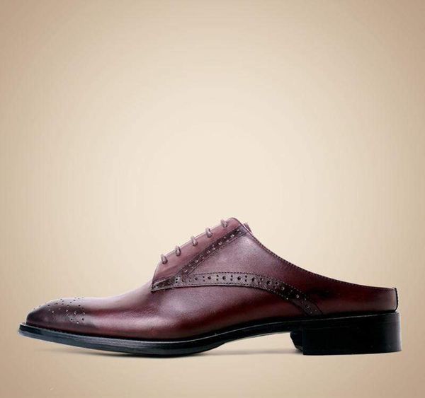 

bullock leather sandals summer slippers lace up casual shoes dress shoes brogue shoes spring vintage classic male casual f207, Black