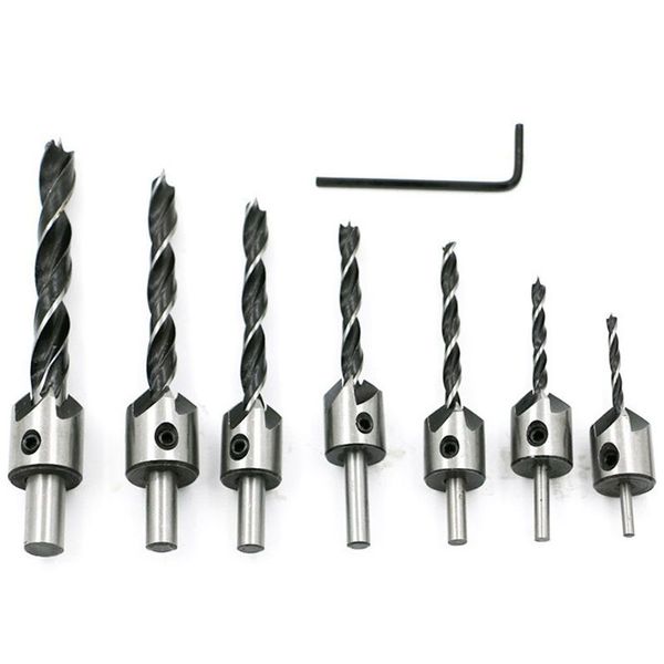 

7pcs countersink drill bits set screw woodworking chamfer tool carpenter reamer core drill 3-10mm