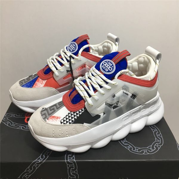 

2019 chain reaction casual designer sneakers sport fashion casual shoes trainer lightweight link-embossed sole with dust bag, Black