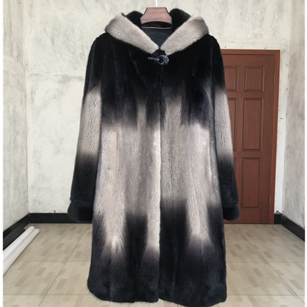 

real hooded coat 5xl winter warm new fur women's loose thick size high long coats jacket plus luxury s quality gcafb, Black