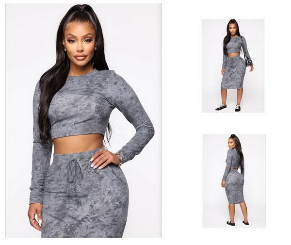 

women casual two pcs outfit womentracksuits crop and tight elastic skirt fashion and comfortable suit, White