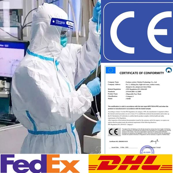 

dhl ssmms non-woven white coverall hazmat suit protection protective disposable isolation gown anti-virus clothing factory safety clothing