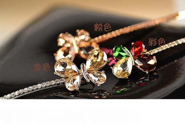 

2016 new arrival women girls crystal rhinestone butterfly hair pin wedding hair accessories hair clips hairwear, Golden;silver