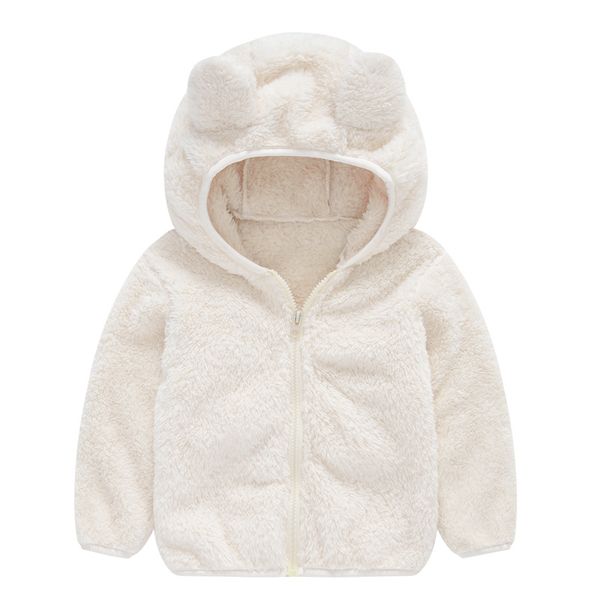 

cysincos new winter autumn children kid plush overcoat baby boy girl polar fleece cartoon ear hooded outwear soft warm clothes, Black