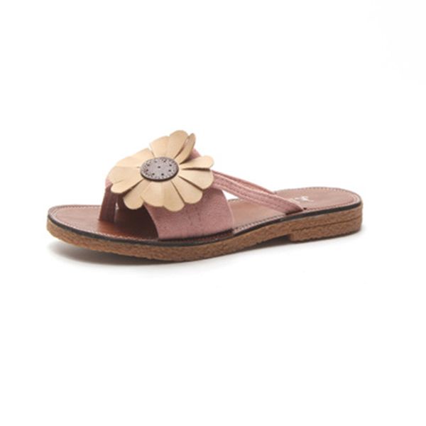 

2019 new shoes platform slippers flat casual shoes ladies beach slippers solid color flowers women's, Black