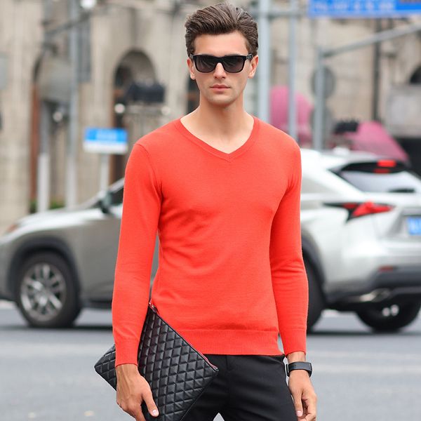 

classic v-neck collar pullover men sweater clothes brand male long sleeve jersey sueter hombre pure color casual dress sweaters, White;black