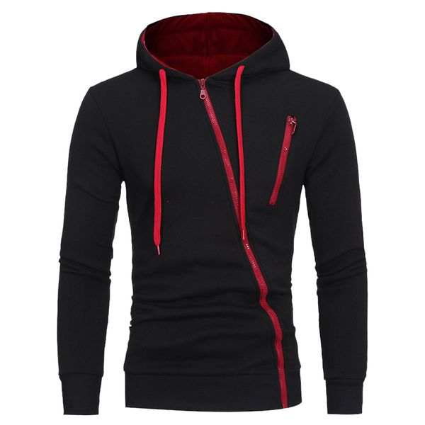 

laamei new hoodies men 2019 autumn casual long sleeve hoodie men sweatshirts slim zipper hoody sweatshirt hooded streetwear, Black