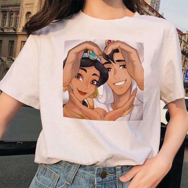 

летние топы для женщин harajuku моды tshirt досуг принцесса и принц aladdin t shirt шлифа друзья tumblr рубашки, White