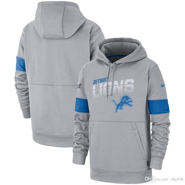 

new mens detroit lions authentic sweatshirt vintage sideline team performance pullover hoodie, Blue;black