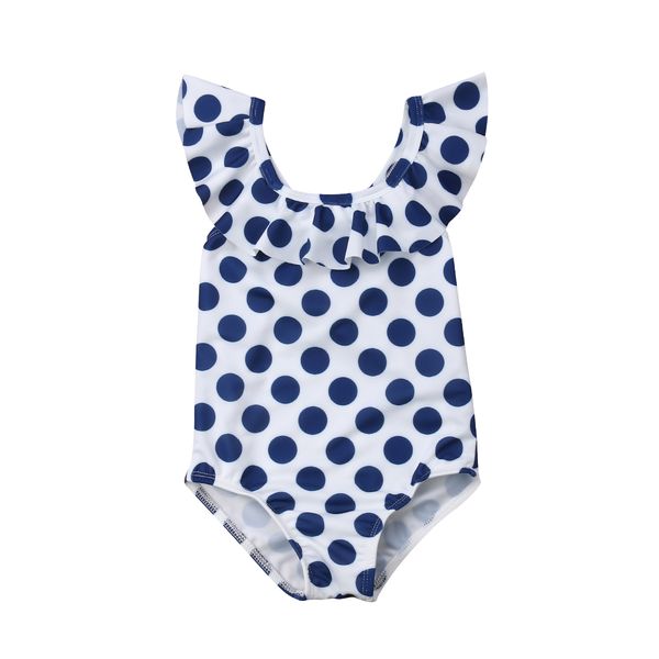 

summer toddler baby girl bikini swimsuit one-piece polka dot swimwear kids girls bathing suit beachwear 1-6y, White