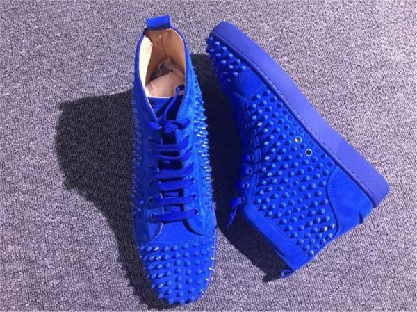 

designer red bottom casual shoes women men sneakers studded spikes high red bottom shoes party wedding lovers genuine leather sneakers, Black