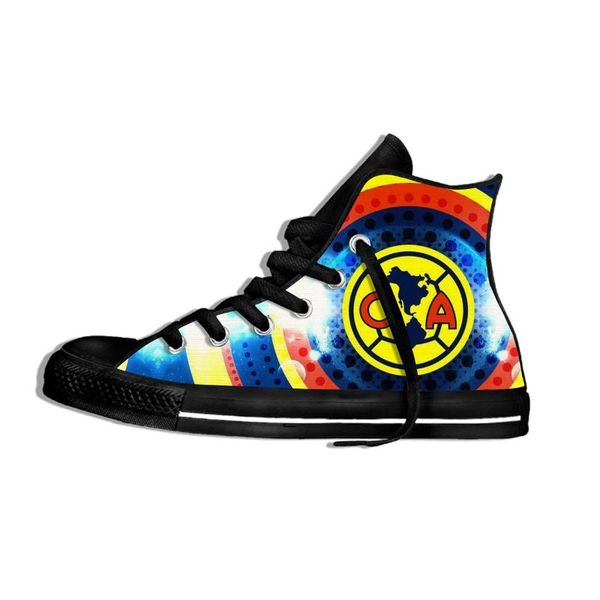 

club america mexico soccer fans novelty design fashion lightweight high canvas shoes men women casual breathable sneakers, Black