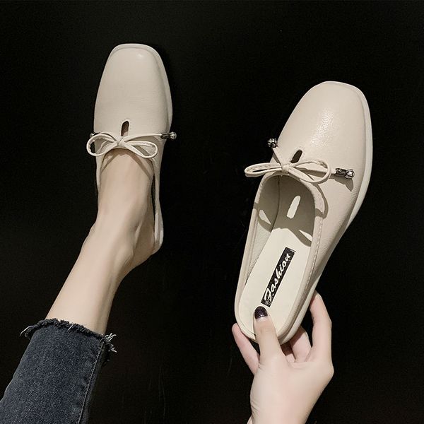 

loafers shoes low cover toe ladies' slippers slipers women butterfly-knot luxury slides 2020 flat designer pu rubber fashion, Black