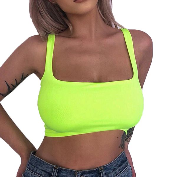

green 2019 new fashion cropped women sleeveless tank shirt camisole tank summer harajuku casual vest, White