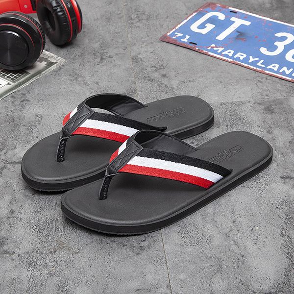 

летние шлепанцы мужская личность вне ношения пляжной обуви летний открытый пинч пары тапочки мужской прилив модные сандалии t200408, Black