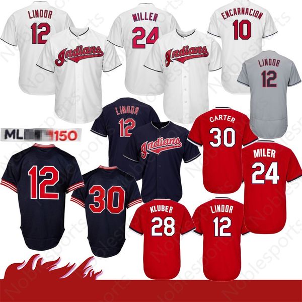

Stitched 10 Edwin Encarnacion Cleveland # Indians Baseball Jersey 12 Francisco Lindor 30 Joe Carter 28 Corey Kluber Jerseys mens adult