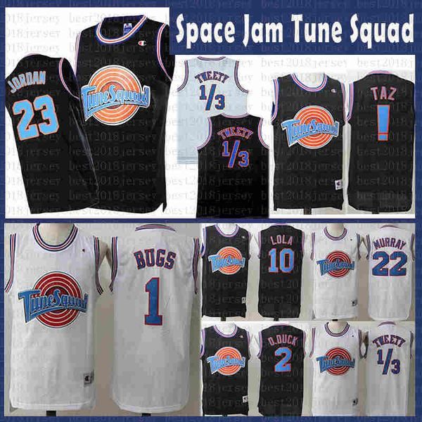 

white taz 1/3 tweety tune squad space 2 jam 1 bugs bunny movie jersey michael 23 jd 22 bill murray 10 lola 2 d.duck basketball jersey ncaa, Black