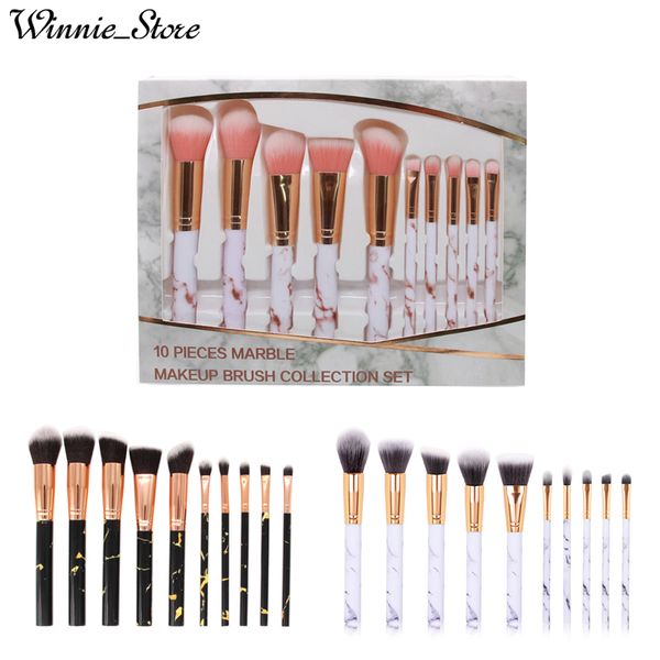

Factory direct dhl new marble makeup bru he kit 10 pc profe ional make up bru h beauty co metic bru he et with retail package