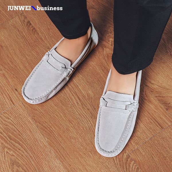 

leather suede men shoes outdoor casual italian mens loafers moccasins breathable slip on driving shoes men l5 s, Black