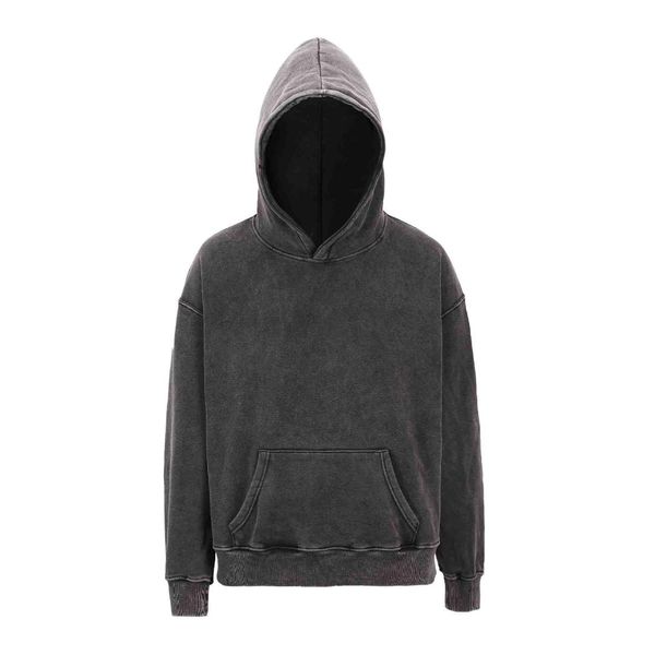 

men streetwear hip hop vintage retro washed sweatshirts and hoodies, Black