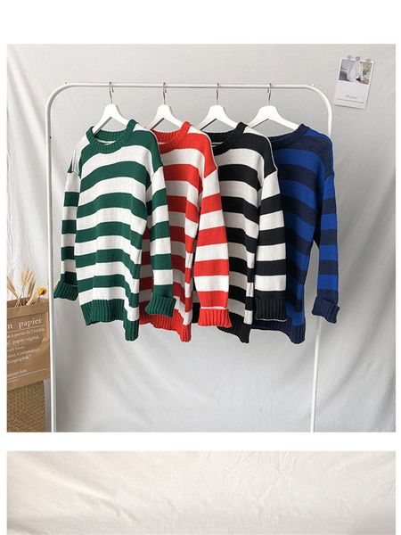 

мужская пуловер конструктора свитера с длинным рукавом полосатой печати mens crew neck свитера сыпучие самцы повседневная одежда, White;black