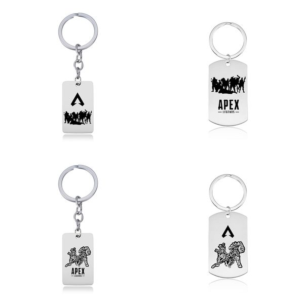 

wholesale 100pcs/lot apex legends keychain game logo stainless steel engraved keyrings fans gifts souvenir keyrings, Slivery;golden