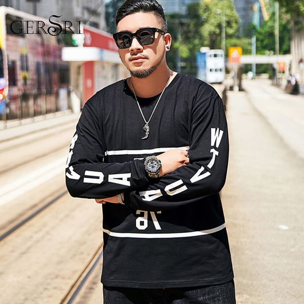 

gersri oversized xxl -6xl 7xl men autumn t-shirts long sleeves o neck loose casual cotton fashion male tee shirt male, White;black