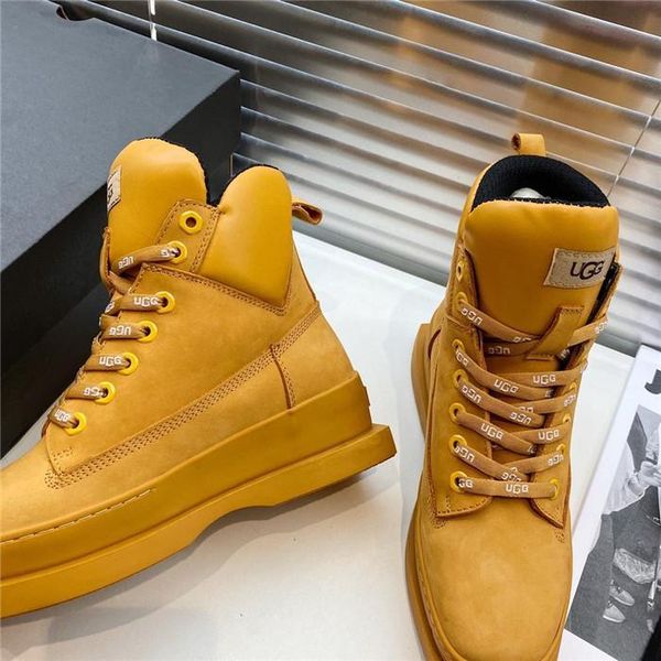 

australia snow boots thickened cotton cotton motorcycle menss and womenss short boots leather womenss martin boots, Black