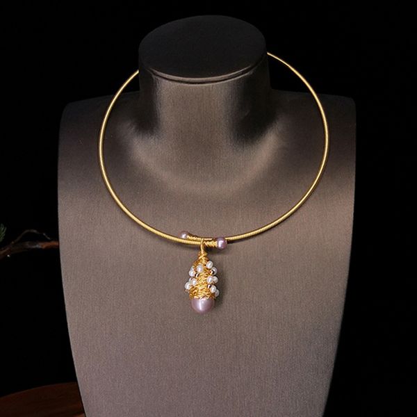 

handmade natural fresh water baroque pearl pendant & necklace for women engagement fine jewellery collar mujer, Silver