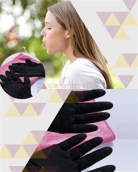 

gloves disposable nitrile powder black nitrile cleaning glove for garden school household 100pcs tattoo protective gloves
