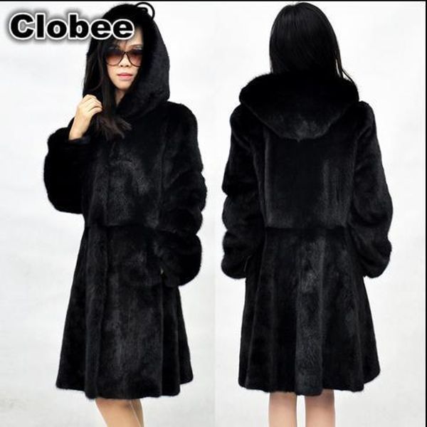 

plus size women faux fur coat 2019 women warm winter hooded fake fur coats vintage manteau femme hiver artificial long wr596, Black