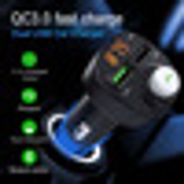 

vehemo qc 3.0 for wireless transmitter bluetooth dual usb fm handsmic tf card stereo automobile music car charger